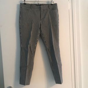 Banana Republic Navy Striped Sloan Cropped Pants Sz 4S